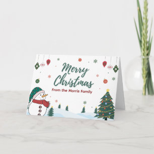 Persoonlijke Sneeuwman Kerstkaart Familie Kaart