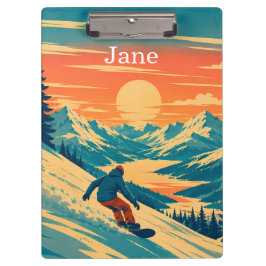 Persoonlijke Snowboard Berg Zonsondergang Aangepas Klembord