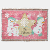 Persoonlijke Snowman Family Holiday Throw Deken (Voorkant)