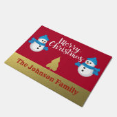Persoonlijke Snowman Merry - Welkom bij kerstmis Deurmat (Schuin)