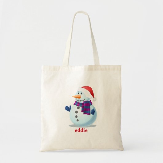 Persoonlijke Snowman Santa Kerstmis Tote Bag (Voorkant)