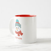Persoonlijke Snowman Tweekleurige Koffiemok (Voorkant links)