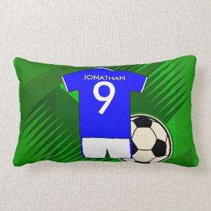 Persoonlijke Soccer Jersey Blue en White Kussen