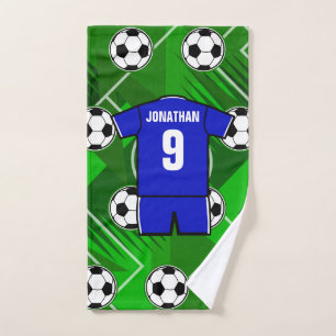 Persoonlijke Soccer Jersey Blue met White Bad Handdoek