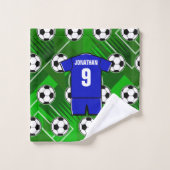Persoonlijke Soccer Jersey Blue met White Bad Handdoek (Wasdoekje)