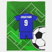 Persoonlijke Soccer Jersey Blue met White Fleece Deken (Voorkant)
