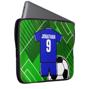 Persoonlijke Soccer Jersey Blue met White Laptop Sleeve