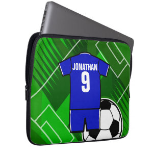 Persoonlijke Soccer Jersey Blue met White Laptop Sleeve