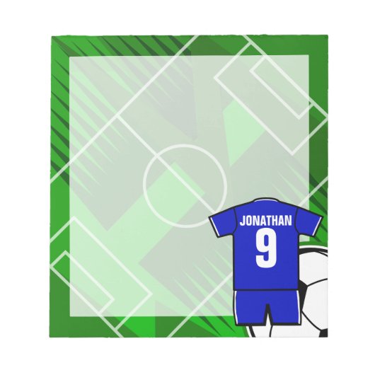 Persoonlijke Soccer Jersey Blue met White Notitieblok (Voorkant)
