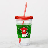 Persoonlijke Soccer Jersey Red en White Acryl Drinkbeker (Achterkant)