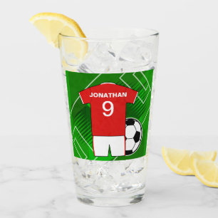 Persoonlijke Soccer Jersey Red en White Glas