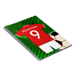 Persoonlijke Soccer Jersey Red en White Notitieboek