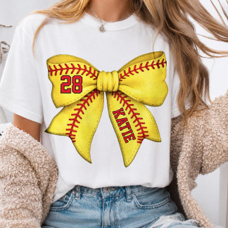 Persoonlijke Softbal Moeder Boog, aangepaste naam T-shirt