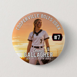 Persoonlijke Softbal Speler Foto Ronde Button 5,7 Cm