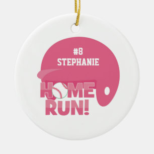 Persoonlijke softball home run helm-versiering keramisch ornament