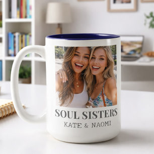 Persoonlijke Soul Sisters BFF-fotomok Tweekleurige Koffiemok