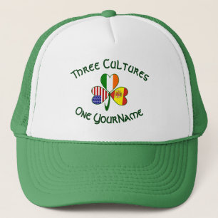 Persoonlijke Spanje Ierland VS Shamrock Vlag Trucker Pet