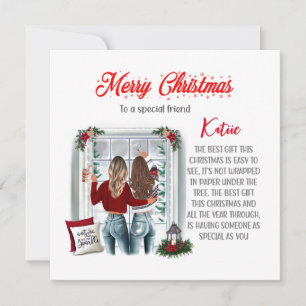 Persoonlijke speciale beste vriend kerstkaart kaart