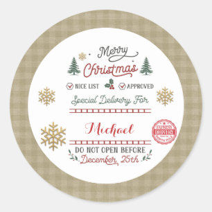 Persoonlijke speciale levering Noordpool Kerstman Ronde Sticker