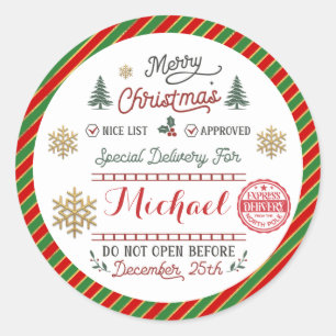 Persoonlijke speciale levering Noordpool Kerstman Ronde Sticker