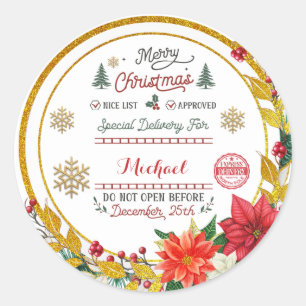 Persoonlijke speciale levering Noordpool Kerstman Ronde Sticker