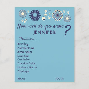 Persoonlijke spelvellen voor baby shower met blauw flyer