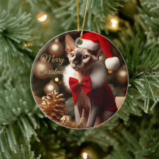 Persoonlijke Sphynx Kat Kersthuisdier Foto Keramisch Ornament