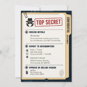 Persoonlijke Spionnen Verjaardagsfeest Uitnodiging
