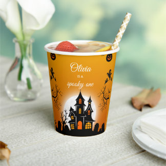 Persoonlijke Spooky One Halloween voor Kinderen Papieren Bekers