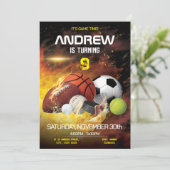 Persoonlijke Sport Verjaardag Afdrukbare uitnodigi Kaart (Staand voorkant)