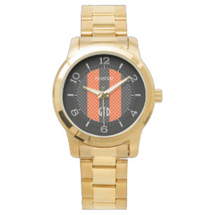 Persoonlijke sportieve oranje strepen carbon stijl horloge