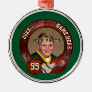 Persoonlijke sportornamenten MET JE FOTO, TEKST Metalen Ornament