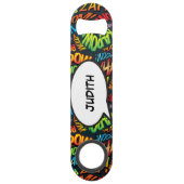 Persoonlijke spraakballon pret retro stripboek speed flessenopener (Achterkant)