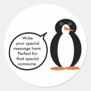 Persoonlijke Sprekende Ms. Pinguïn in Verjaardagso Ronde Sticker