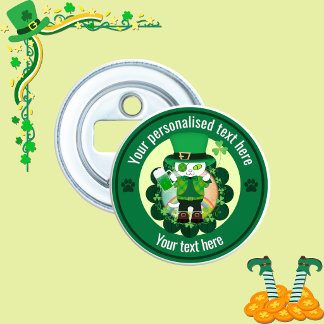 Persoonlijke St. Patrick's Day Kat Schoenmaker Button Flesopener