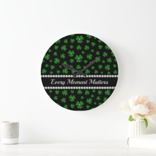 Persoonlijke St. Patrick's Day Shamrock met Parel Grote Klok
