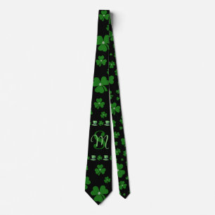 Persoonlijke St. Patrick's Day Shamrock op Zwart Stropdas