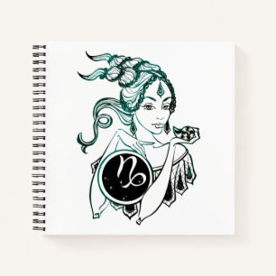 Persoonlijke Steenbok Art Deco Dame Notitieboek