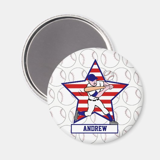 Persoonlijke sterren en Stripes Baseball Batter v1 Magneet (Voorkant / Achterkant)