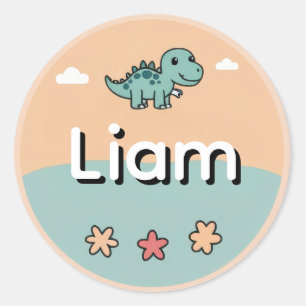 Persoonlijke sticker met kindernaam – Cute Dinosau