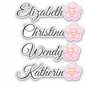 Persoonlijke sticker met kindernaam en leuke roze 
