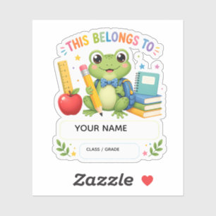 Persoonlijke sticker met naam van een leuke kikker