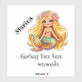 Persoonlijke sticker set met zeemeerminnaam  (Vel)