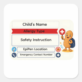 Persoonlijke sticker voor pinda-allergie waarschuw