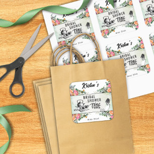 Persoonlijke sticker voor theepartijtje bruidsfees