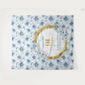 Persoonlijke Stof Blauw Zoete Zestien Gouden Glitt Wandkleed (Voorkant (horizontaal))