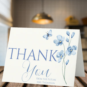 Persoonlijke Stofblauwe Wilde Bloemen Bruidsdouche Bedankkaart