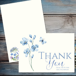 Persoonlijke Stofblauwe Wilde Bloemen Bruidsdouche Bedankkaart