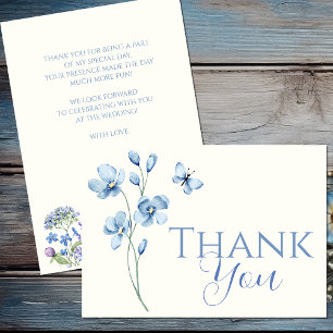 Persoonlijke Stofblauwe Wilde Bloemen Bruidsdouche Bedankkaart