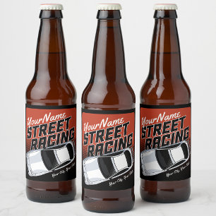 Persoonlijke straatrace raceauto motorsport bier etiket